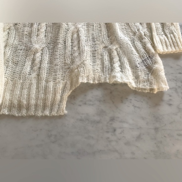 NWOT Zara open knit distressed cable knit sweater cream size M|L - Picture 5 of 7